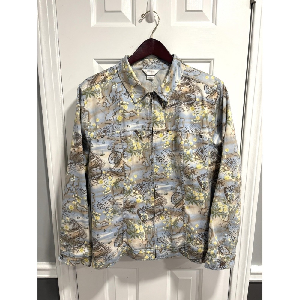 C.J. Banks Zip Up Blue Jacket Sz 1X 100% Cotton